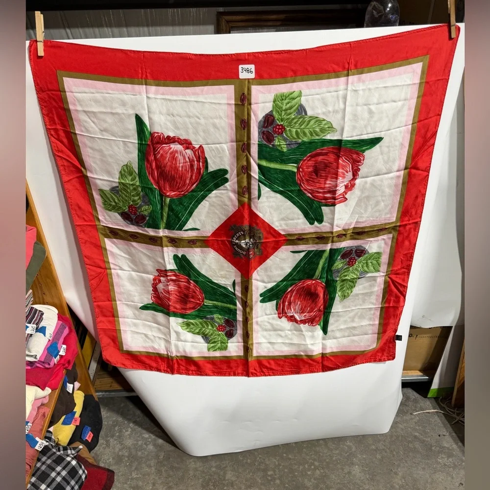 #3486-Red Tulip Floral Wall Tapestry - Unbranded